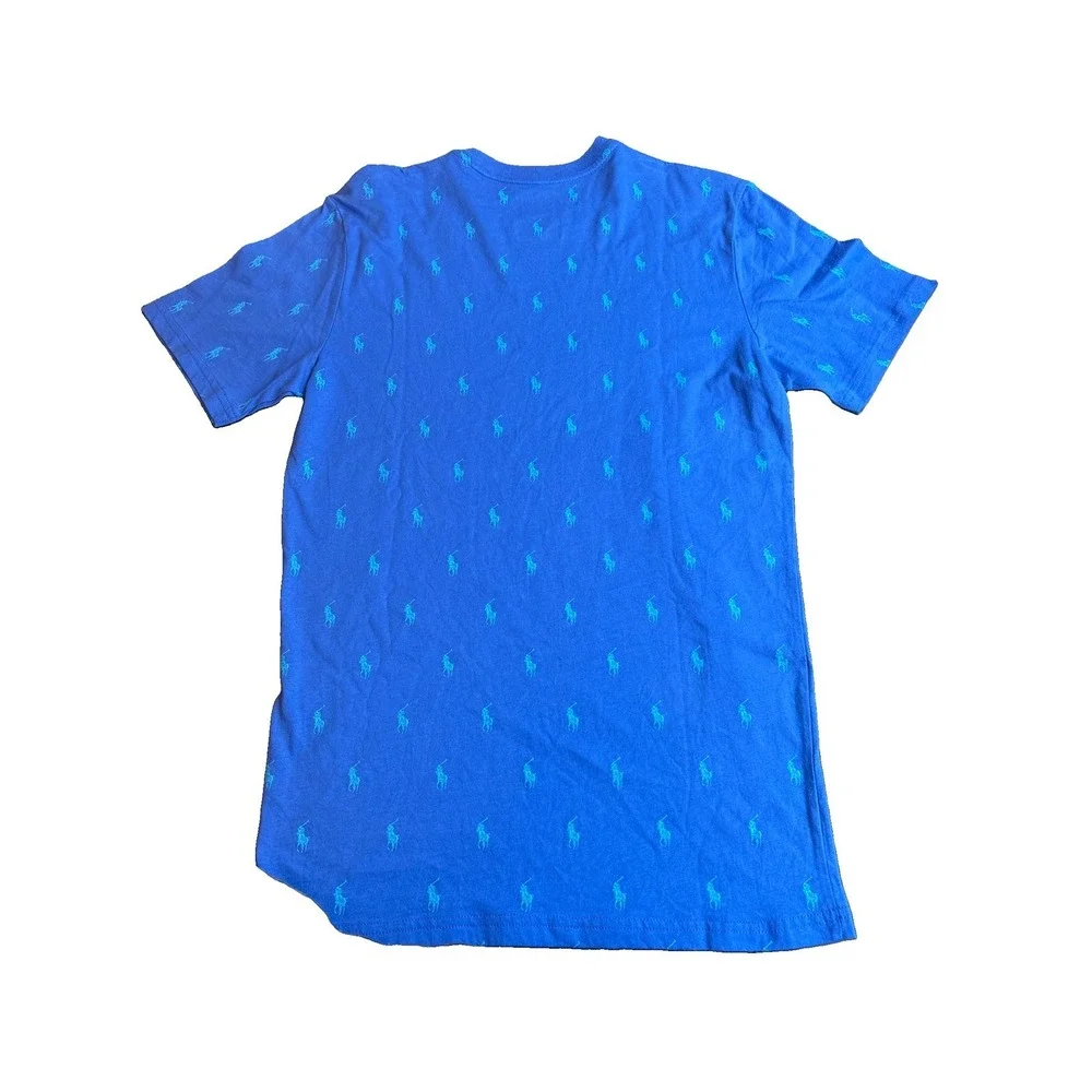 RARE Vintage Polo Ralph Lauren T-Shirt Men's Sz SMALL Blue AOP Small Pony Logo